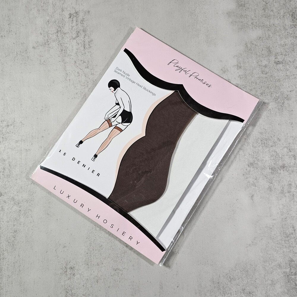 Playful Promises Sheer Classic Seamed Stockings, Dark Brown Nude, Size L